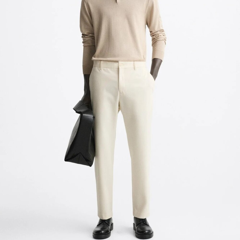ZARA Men's Cotton/Wool/Polyester Blend Trousers 4195/335 Size 36 NWT $90